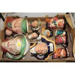 A COLLECTION OF CHARACTER JUGS AND TOBY JUGS TO INCLUDE A ROYAL DOULTON LORD NELSON, BESWICK SCROOGE