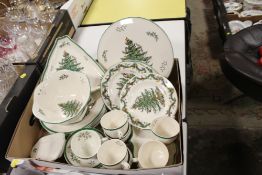 A TRAY OF SPODE CHRISTMAS TREE PATTERN CHINA