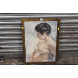 AN FRAMED OIL ON BOARD STUDY OF A FEMALE NUDE, SIGNED RUDOLF LOWER LEFT, 41 X 59 CM