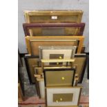 A QUANTITY OF PICTURE FRAMES, SOME WITH GLASS, MOSTLY GILT EXAMPLES (17)