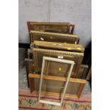 A COLLECTION OF ASSORTED PICTURE FRAMES, MOSTLY WITH GLASS TO INCLUDE GILT EXAMPLES (16)