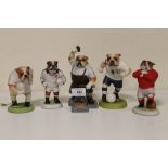 A COLLECTION OF ROBERT HARROP DOGGY PEOPLE FIGURES COMPRISING OF CC127A BULLDOG RUGBY ENGLAND, CC57A