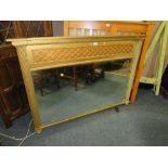 A LARGE GILT OVERMANTLE MIRROR W 129 cm