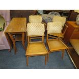 A RETRO TEAK DROPLEAF TABLE AND 4 CHAIRS A/F