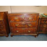 AN ANTIQUE THREE DRAWER CHEST H-94 CM W-102 CM - A/F