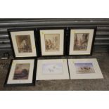 A SET OF FOUR FRAMED AND GLAZED EGYPTIAN SCENE PRINTS TO INCLUDE DAVID ROBERTS EXAMPLES, TOGETHER