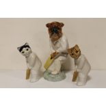 A KEVIN FRANCIS CERAMICS LTD ETC CRICKETER BULLDOG NO 58/350 TOGETHER WITH TWO WADE CAT FIGURES (3)