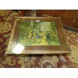 AN OAK AND GLAZED TILT-TOP TABLE