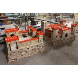 TWO VINTAGE HAND BUILT MODEL FORTS/ CASTLES DIMENSIONS - WIDTH 67CM DEPTH 46CM HEIGHT - 37CM AND