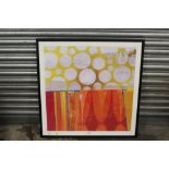 KING & McGAW FRAMED AND GLAZED MODERN ABSTRACT PRINT, ABRACADABRA BY REX RAY - OVERALL 93 CM X 92.5