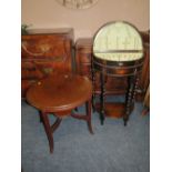 AN OAK BARLEY TWIST CUTLERY TABLE AND A SMALL OCCASIONAL TABLE (2)