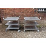 TWO STAINLESS STEEL VOUGE SERVING TROLLIES