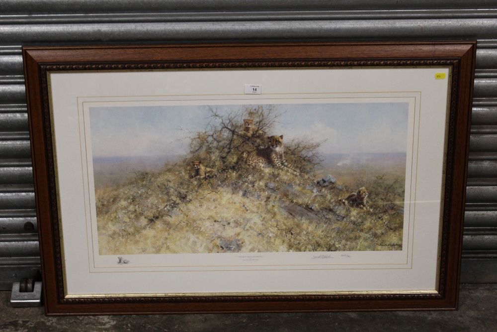 A FRAMED AND GLAZED SIGNED LIMITED EDITION DAVID SHEPHERD PRINT ENTITLED 'THE BEST SPOTS ON THE