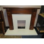 A MODERN FIRE SURROUND, MARBLE HEARTH AND INSET