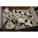 A TRAY OF ANTIQUE COALPORT Y2665 GILDED FLORAL CHINA