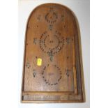 A SMALL VINTAGE WOODEN BAGATELLE GAME, L 37 CM