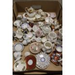 A QUANTITY OF MINIATURE TEA WARE TO INCLUDE ROYAL ALBERT OLD COUNTRY ROSES, COALPORT, ETC.