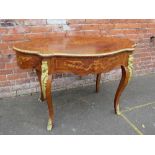 AN ANTIQUE FRENCH INLAID BUREAU PLAT, with gilt metal detail and mask decoration, single frieze