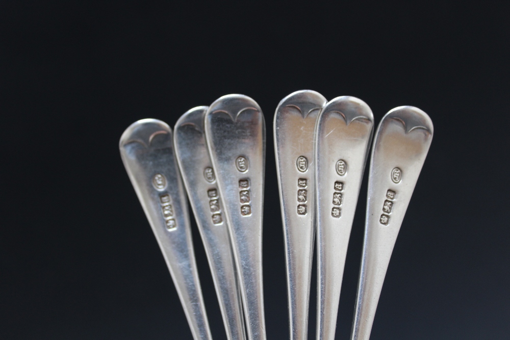 A SET OF SIX HALLMARKED SILVER TEASPOONS - SHEFFIELD 1893, makers mark JR for John Round & Sons, - Image 2 of 2