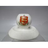 A CRESTED WARE TABLE VESTA / MATCH STRIKE, H 6 cm, base W 10 cm