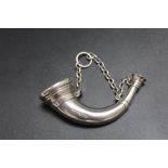 SAMPSON MORDAN - A HALLMARKED SILVER HORN SHAPED VINAIGRETTE - BIRMINGHAM 1891, approx weight 35g, W