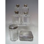 A COLLECTION OF HALLMARKED SILVER LIDDED VANITY JARS - LONDON 1872, makers marks ABJR, comprising