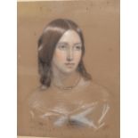 JAMES RANNIE SWINTON (1816-1888). A head and shoulder portrait study of an elegant young ladys,