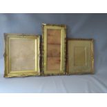 THREE LATE 19TH / EARLY 20TH CENTURY DECORATIVE GOLD WATERCOLOUR FRAMES, rebate sized 45 x 35 cm, 34