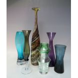 AN ISLE OF WIGHT CONTEMPORARY ART GLASS BOTTLE VASE, designed by MICHAEL HARRIS, with internal