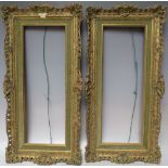 A PAIR OF 20TH CENTURY PIERCED GOLD FRAMES WITH LINEN SLIPS, width of frames 4 cm, frame rebates