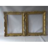 A PAIR OF 20TH CENTURY GOLD SWEPT FRAMES, width of frame 8 cm, frame rebate 57 x 45 cm