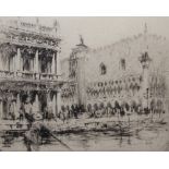 WILLIAM WALCOT (1874-1943). A Venetian scene with boats and numerous figures, signed in pencil lower