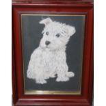 H.M. DANGERFIELD (XX-XIX). Study of a white terrier, signed lower left, pastel on paper, laid on