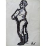 CIRCLE OF JOHN KYFFIN WILLIAMS (1918-2006). A figure study. Bears initials lower right and bears