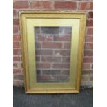 A 19TH CENTURY DECORATIVE GOLD FRAME WITH GOLD MOUNT, width of frame 7 cm, frame rebate 83 x 57
