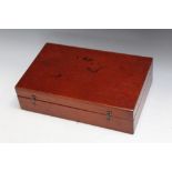 A VINTAGE MAHOGANY GAMES COMPENDIUM AND CONTENTS, W 31.25 cm