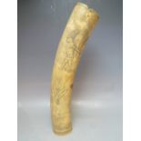 A LATE 19TH / EARLY 20TH CENTURY BENIN IVORY TUSK VASE, decorated with typical tribal figures and