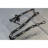 A HALLMARKED SILVER ALBERT WATCH CHAIN, approx L 40 cm, approx weight 41.9 g