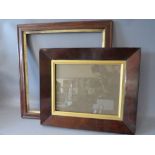 TWO 19TH CENTURY ROSEWOOD FRAMES WITH GOLD SLIPS, frame w 3.5 and 5.5 cm, rebates 46 x 43 cm & 37