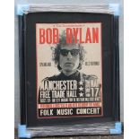 A LARGE MODERN FRAMED AND GLAZED BOB DYLAN CONCERT POSTER, image 81 x 57 cm, overall 103 x 88 cm