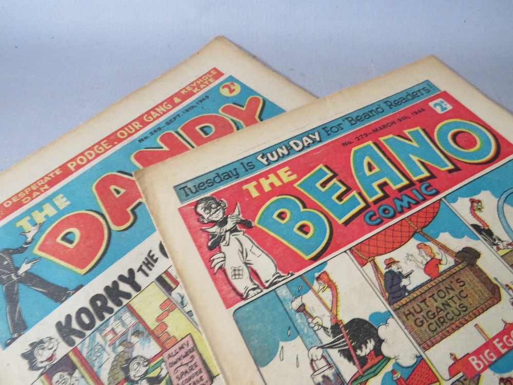 A COLLECTION OF VINTAGE COMICS, to include three 1943 Dandy comics, and a 1946 Beano, together with