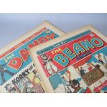 A COLLECTION OF VINTAGE COMICS, to include three 1943 Dandy comics, and a 1946 Beano, together with