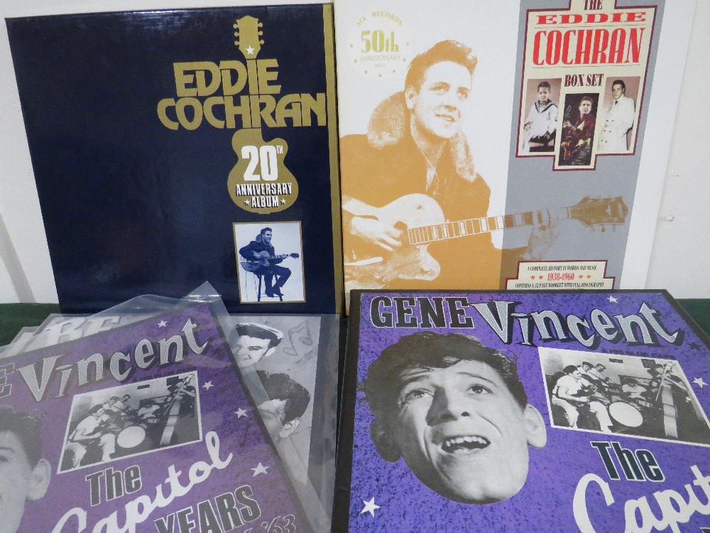 TWO EDDIE COCHRAN LP BOX SETS, comprising 20th Anniversary set and 50th Anniversary set, together w