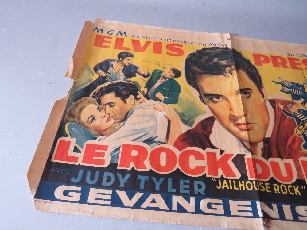 A VINTAGE MGM ELVIS PRESLEY FILM POSTER 'LE ROCK DU BAGNE' - JAILHOUSE ROCK, approx 35.5 x 55.5 cm, - Image 3 of 8