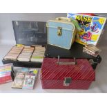 A SELECTION OF VINTAGE RECORD AND TAPE CASES ETC., to include a selection of cassette tapes (5)