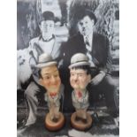 A PAIR OF MID 20TH CENTURY VINTAGE LAUREL & HARDY CHALK FIGURES, H 39 cm, together with a vintage b