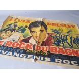 A VINTAGE MGM ELVIS PRESLEY FILM POSTER 'LE ROCK DU BAGNE' - JAILHOUSE ROCK, approx 35.5 x 55.5 cm,