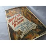 A VINTAGE 'TARZAN & THE LEOPARD WOMAN' AMERICAN FILM POSTER, starring Johnny Weissmuller, printed b