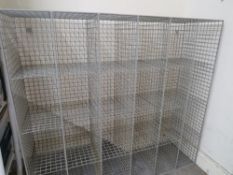 A VINTAGE WIRE PIGEON HOLE / STORAGE UNIT SUITABLE FOR 7" SINGLE RECORDS, approximate overall dimen