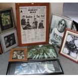 A COLLECTION OF BEATLES RELATED PICTURES, to include a framed and glazed John Lennon poster and an